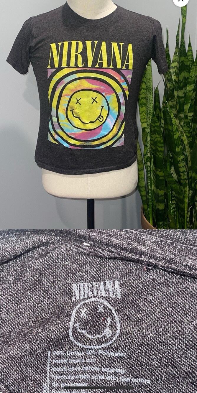 Jen8928 Nirvanna Vintage Music T-Shirt, Gray, Size Large.